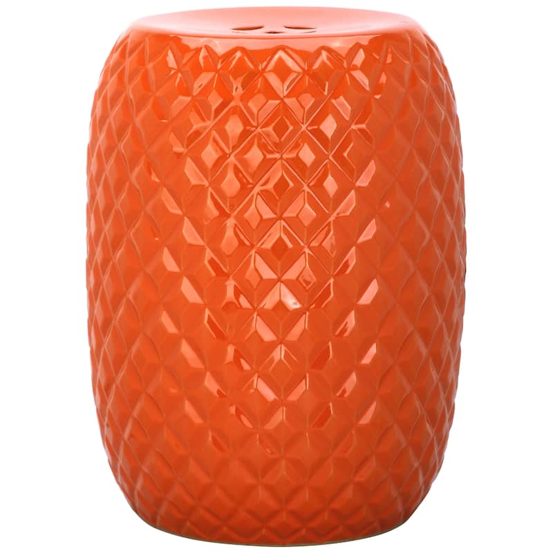 SAFAVIEH Veroana Orange Ceramic Decorative Garden Stool