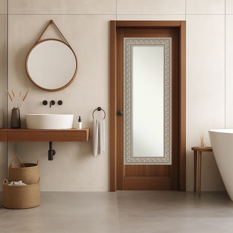 Sydney Non-Beveled Framed Full-Length On the Door Mirror - Sydney Silver - 21 x 55 in