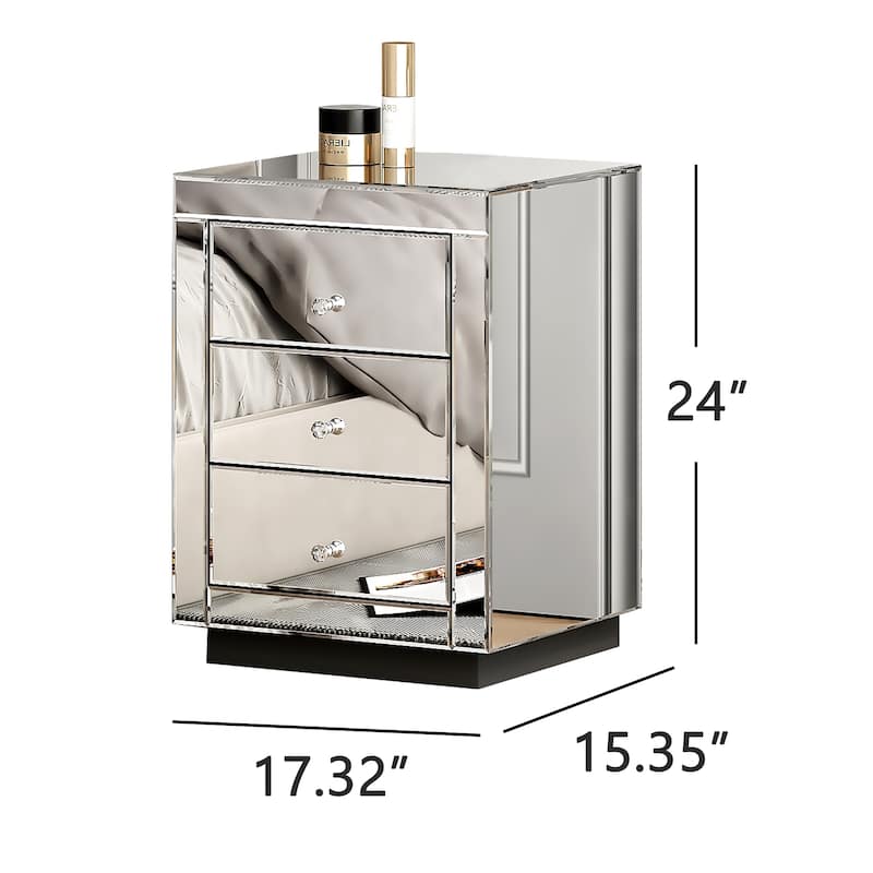 Modern 3-Drawers Nightstand Bedside Table