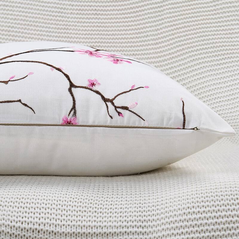 Embroidery Canvas Pillow Shell 2 Piece Set, Cherry Blossom, NO INSERT