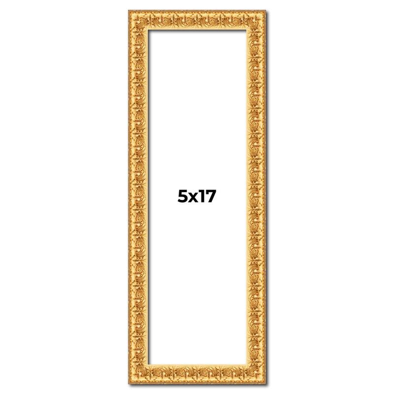 5x17 In Frame Gold Real Wood Picture Frame Width 1 inches | Interior