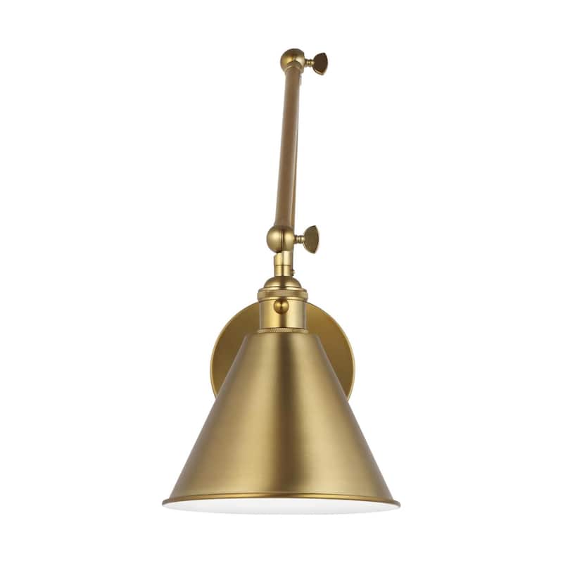 Bellevue Aube 14" Tall Bathroom Sconce - Satin Brass