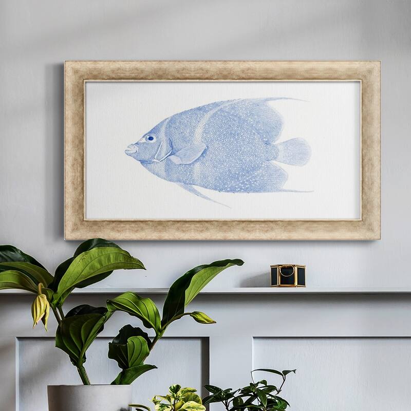 Blue & White Tropical Fish V Premium Framed Canvas- Ready to Hang