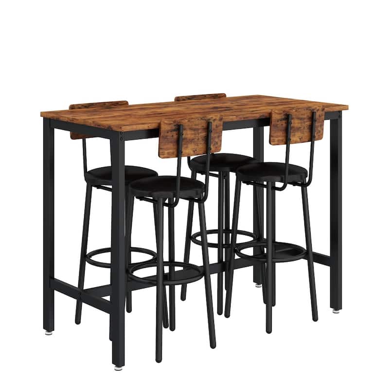 Bar Table Set with 4 Bar stools - 47.24’’w x 23.62’’d x 35.43’’h