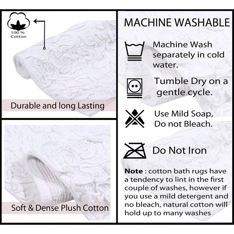 Home Weavers Modesto Collection 100% Cotton Bath Rug, Non-Slip Bath Rug, Extra Soft, Machine Wash, 4 Pcs Set with Runner