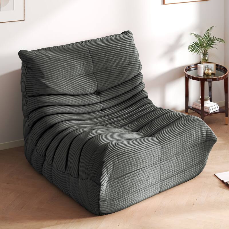 Moasis Cordury Fireside Bean Bag Chairs with Memory Foam for Adults - Grey