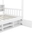 preview thumbnail 6 of 8, Twin Montessori Bed Wooden Cabin Bed Guardrail Drag Bed, Kids Tree House Platform Bed w/ Storage Shelvesand Mini-cabinet, White