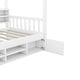 preview thumbnail 33 of 34, Wooden House Headboard Bed Frame w/ Shelves & Mini-cabinet, Unisex