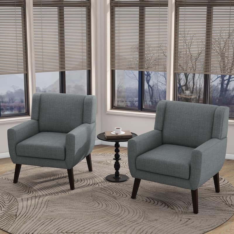 Modern Armchair Upholstered Accent Chair Set of 2 - Grey