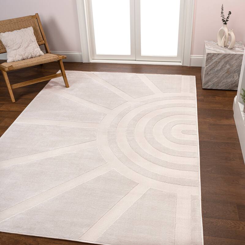 JONATHAN Y Alcina MidCentury Scandinavian Abstract Sun Two-Tone High-Low Area Rug