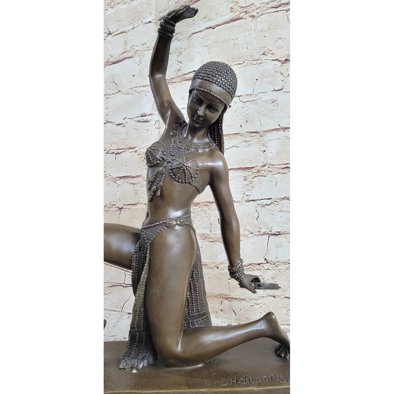 Art Deco Belly Dancer Female Figure By Chiparus Bronze Statue Sculpture 15.5 Inches X 9 Inches
