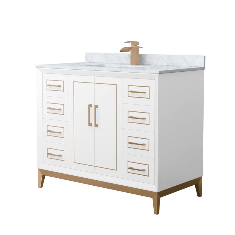 Wyndham Collection WCH515142S-NAT-UNSMXX Marlena 42" Free Standing - White / Satin Bronze Hardware