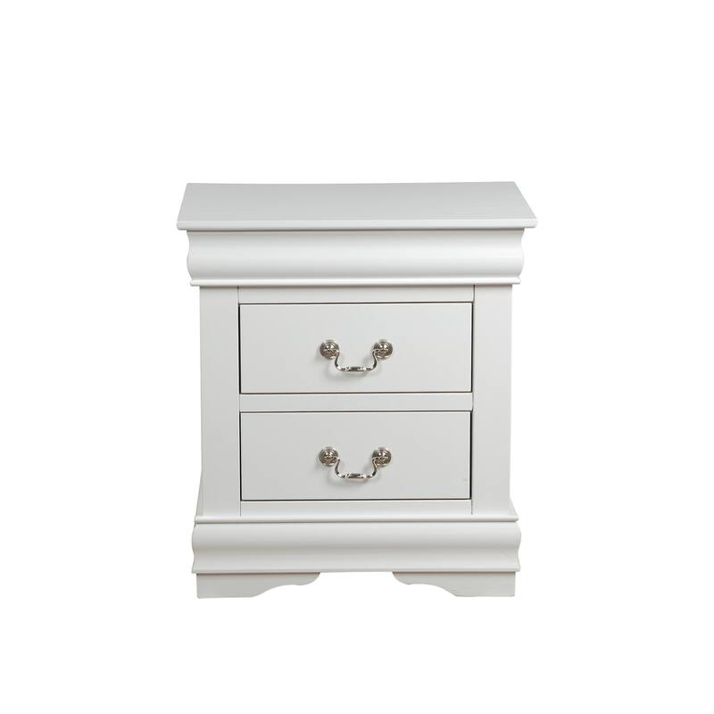 White 2 Drawer 15 in. W Nightstand with Sturdy Drawer Pulls
