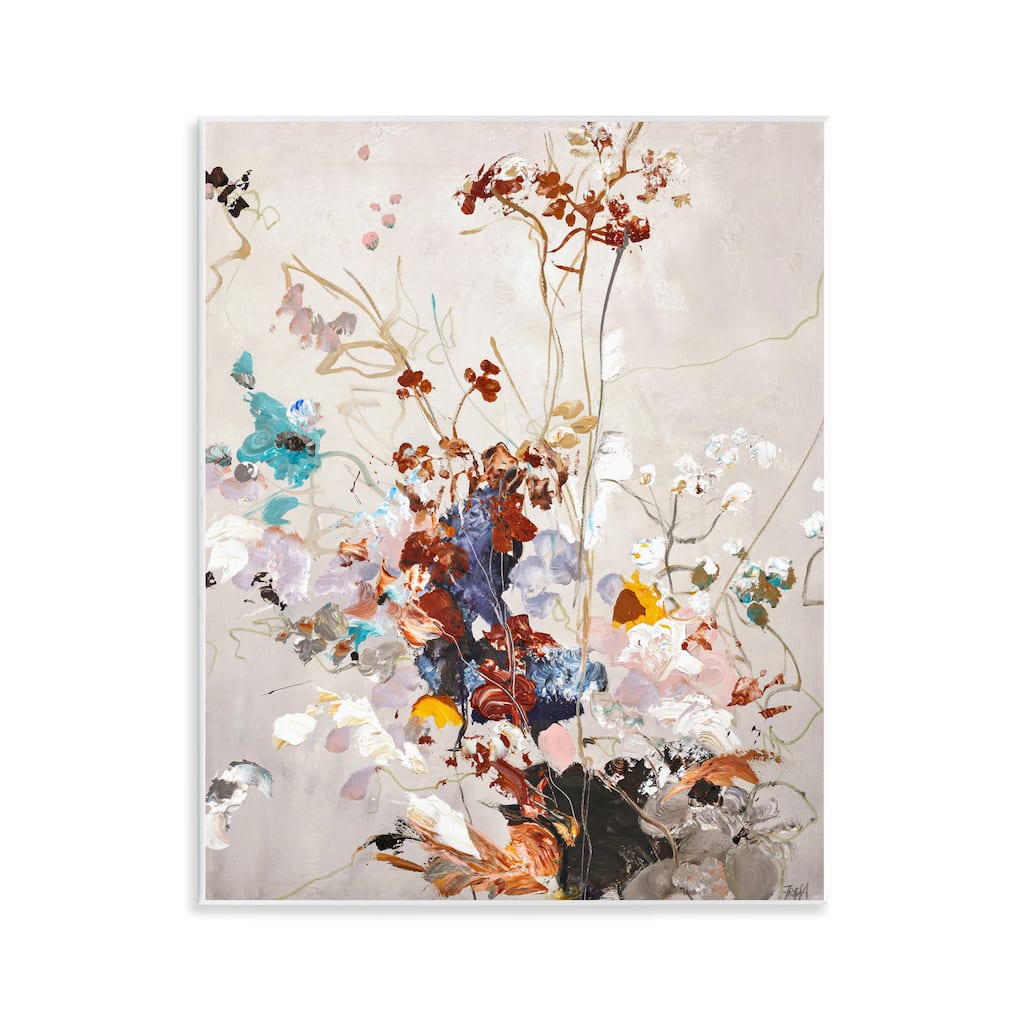 Stupell Earth Tones Floral Abstraction Wall Plaque Art Design By Design Fabrikken