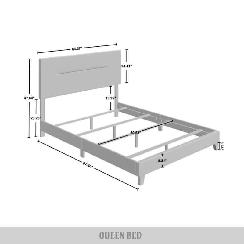 CraftPorch 4-pieces Contemporary Blue Bed with Light Grey Furniture Bedroom Set
