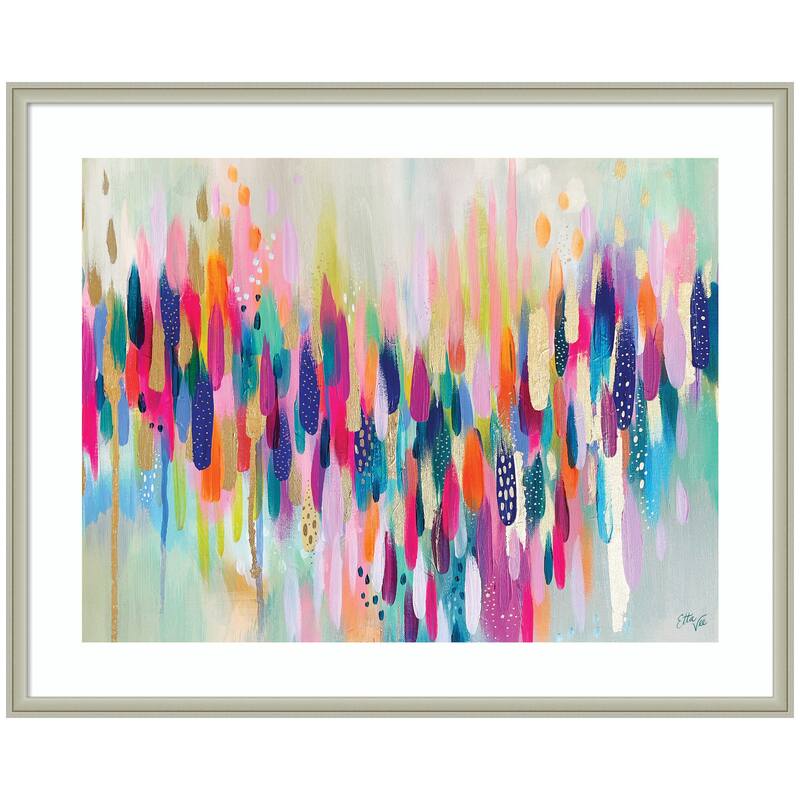 Kate and Laurel Framed Art Brushstroke 154 Horizontal by Ettavee - 42x34 - Silver