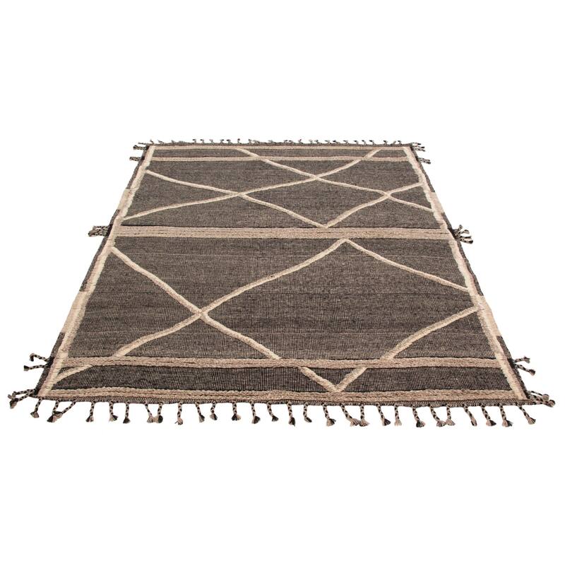 ECARPETGALLERY Hand-knotted Tangier Black, Light Grey Wool Rug - 8'3 x 10'3