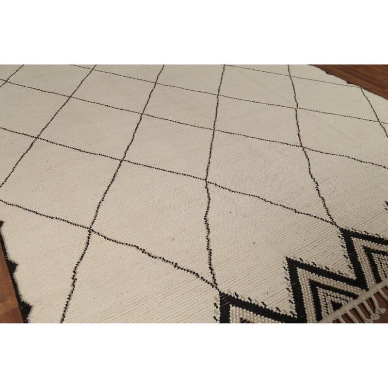 All-Over Trellis Moroccan Area Rug Handmade Wool Carpet - 8'10"x 12'2"