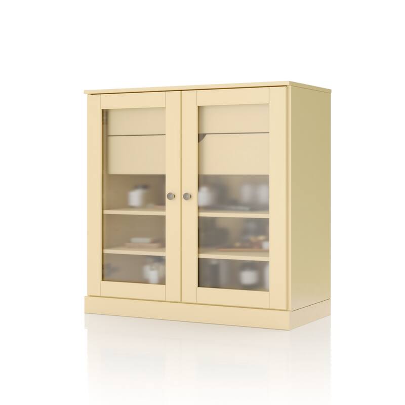 Palace Imports 100% Solid Wood 32" Bathroom Cabinet with Frosted Glass Doors, 2-Drawers and Adjustable Shelves