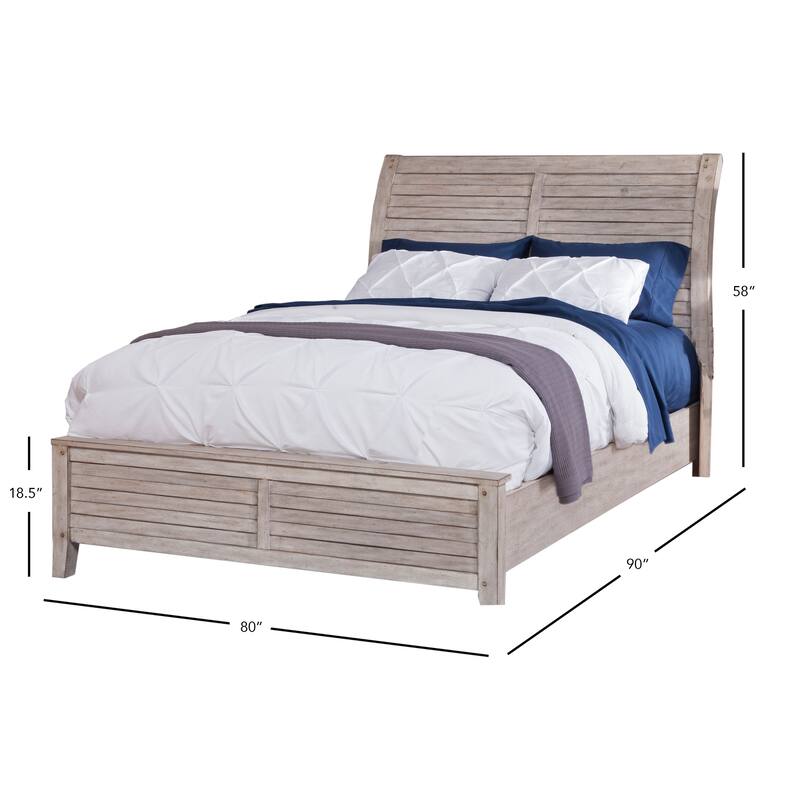 Asher Sleigh Bed - Antiqued Whitewash - King