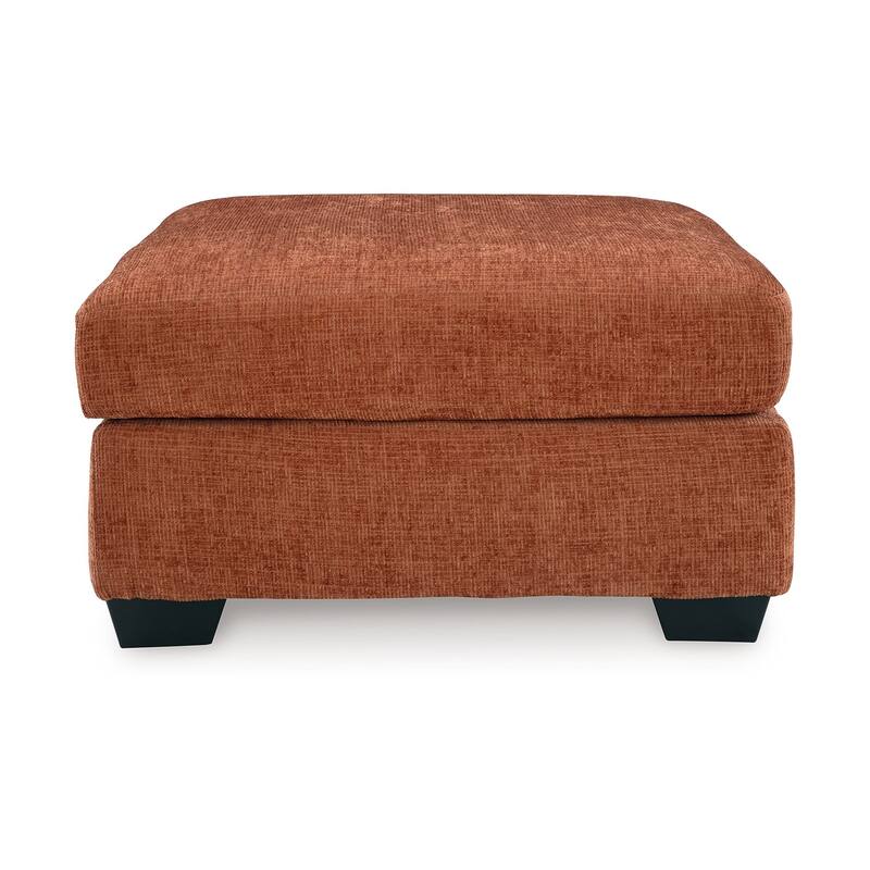 Avie Oversized Accent Ottoman, Burnt Orange Polyester Cushion, 38 Inch