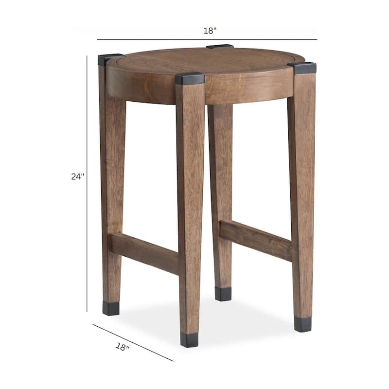 Magnussen Home Kaysen Wallaby and Matte Black Round End Table - 18''W x 18''D x 24''H