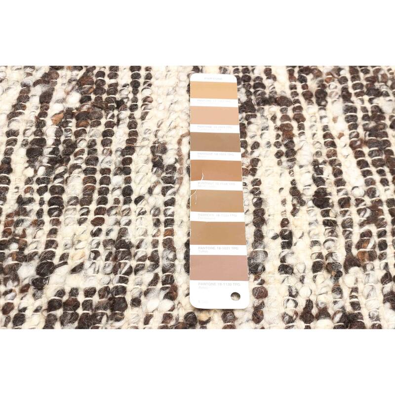 ECARPETGALLERY Braid weave Sienna Dark Brown Wool Rug - 6'5 x 8'8