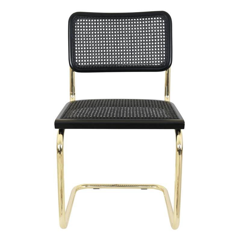 Breuer Chair Company Marcel Breuer Cesca Cane Cantilever Side Chair w/ Brass Steel Frame (Various Wood & Cane Colors)