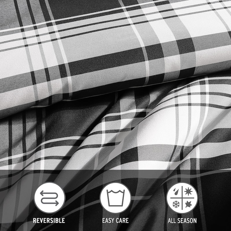 Eddie Bauer Saddle Mountain Plaid Black Reversible Comforter Set