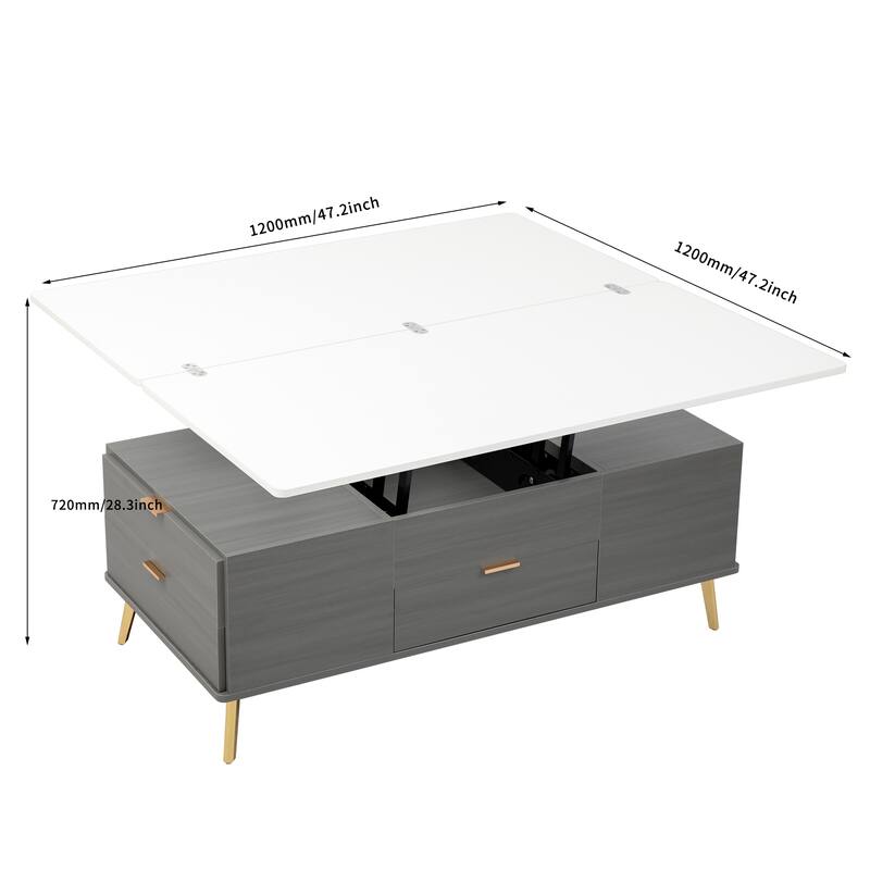 Lift Top Coffee Table with Drawers and Multi Functional Table