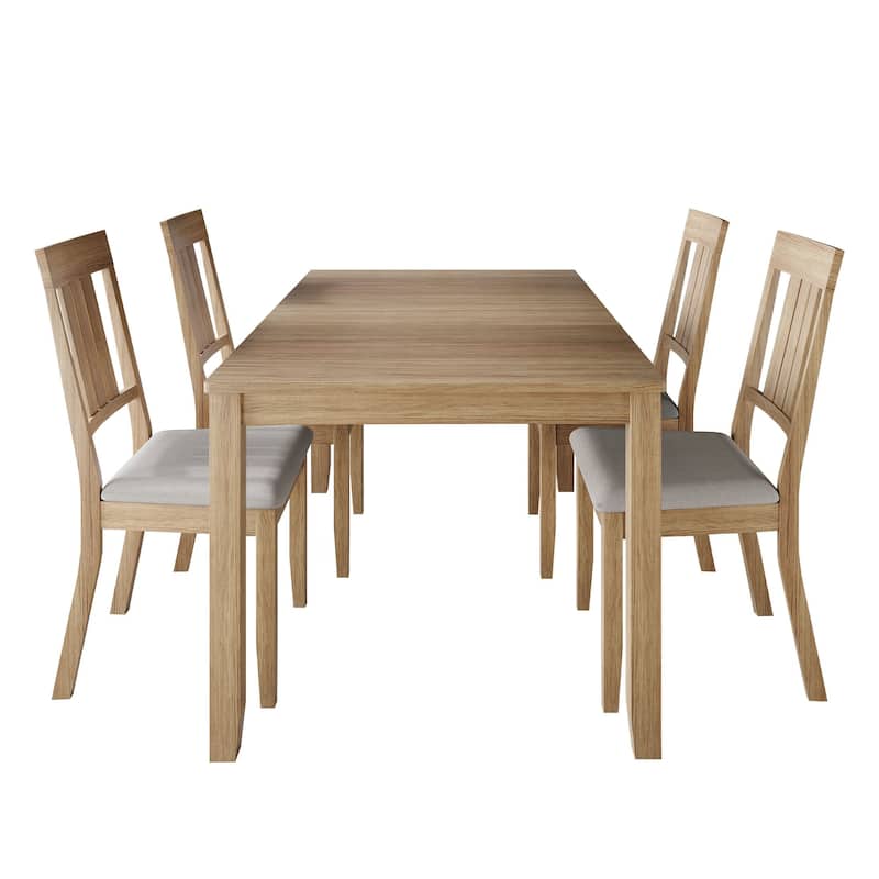 CraftPorch Classic 5-piece Wooden Dining Set - Natural Oak