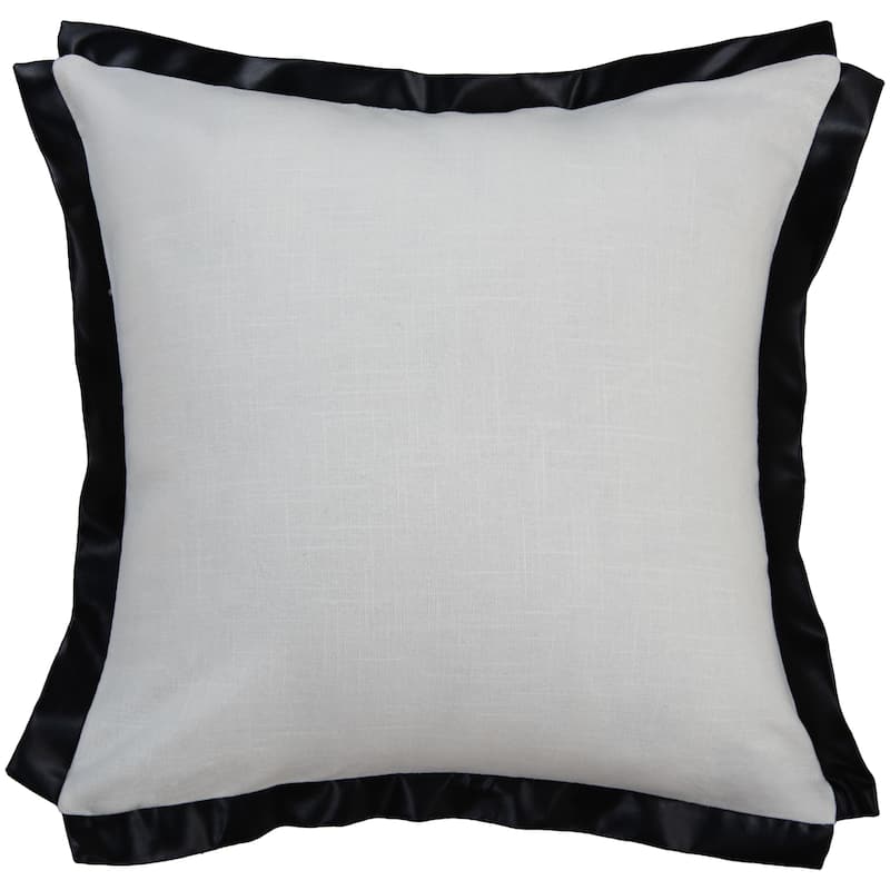 Rizzy Home Modern Leather Flange Throw Pillow, 20x20 - Cover Only - Ivory/Black