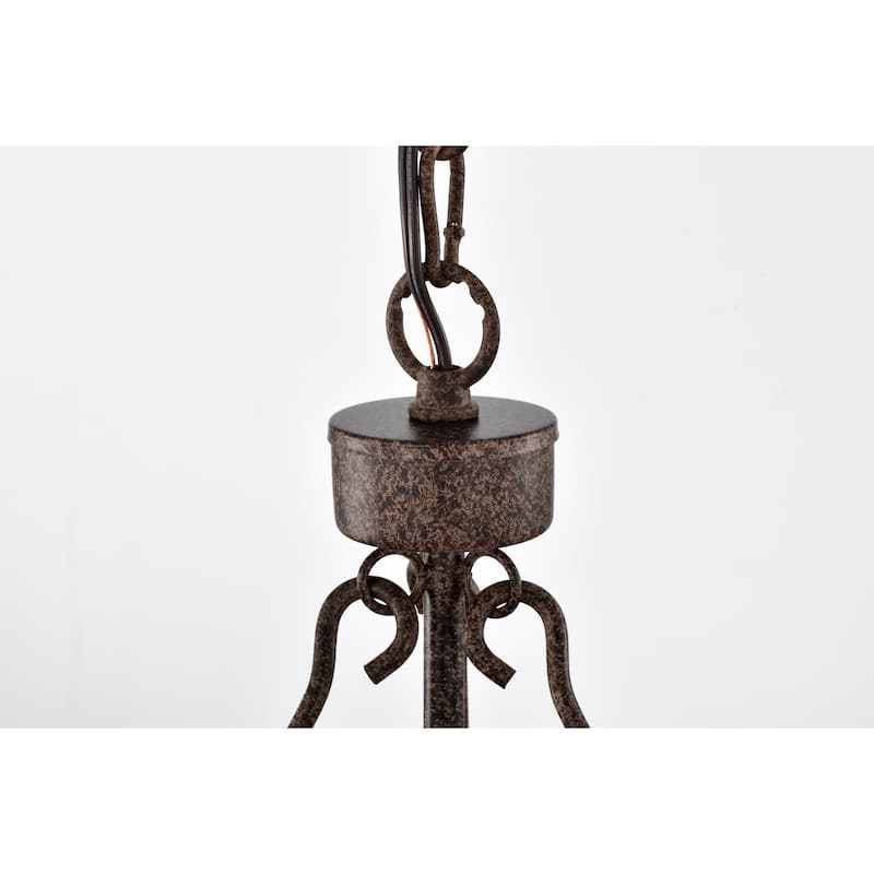 Aarti Rustic Farmhouse 4 Light Wood Grain Paint Chandelier Pendant 19 Inch.