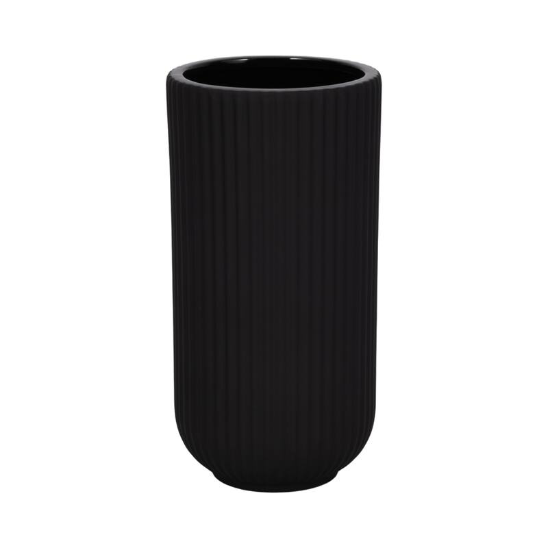 Sagebrook Home Ceramic Ridged Vase Classic Decorative Vase for Home or Office Flower Display