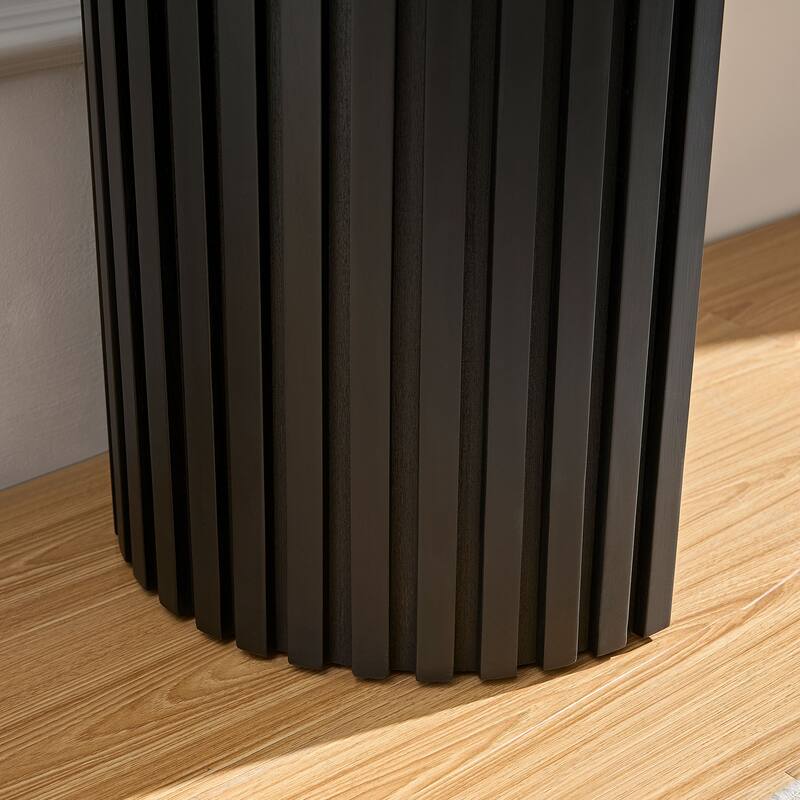 Modern Entryway Table with Drawers and Vertical Striped Legs, for Living Room Hallway Foyer, Entrance and Study, Black