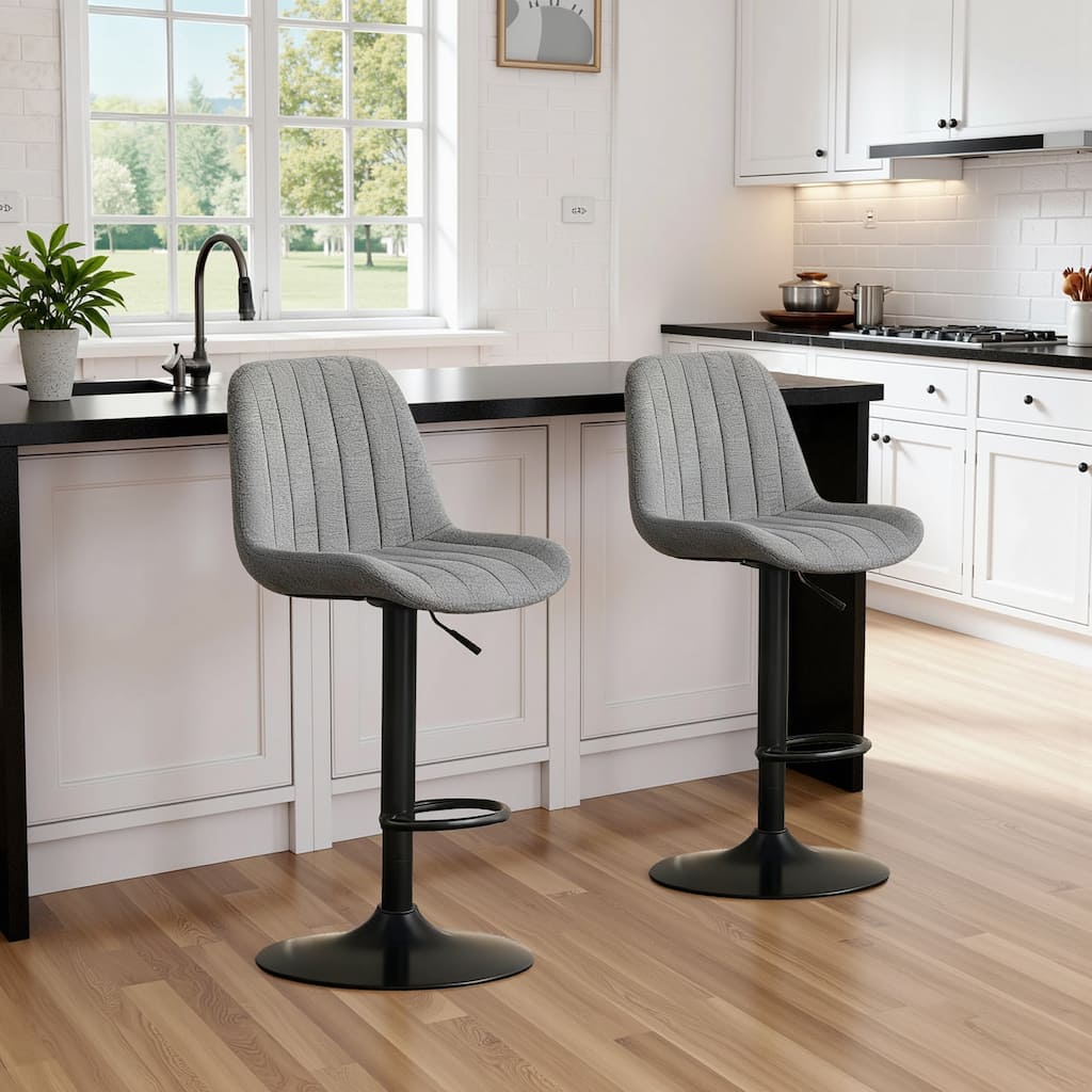 Swivel Bar Stools with Adjustable Height (35.03-43.7 Inches), Backrest, and Soft Knit Fabric - Bar Counter(Set of 2)