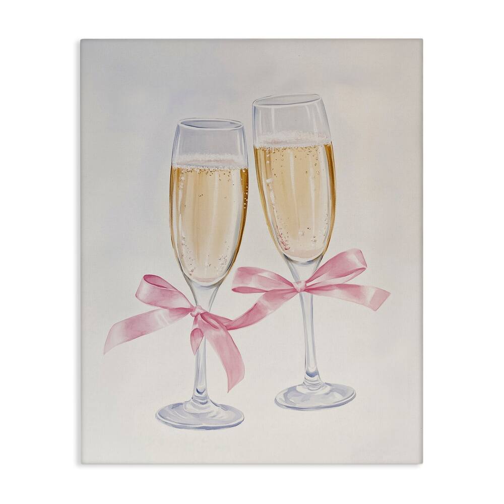 Stupell Chic Bow Champagne Glasses Canvas Wall Art Design By Arlington Prints