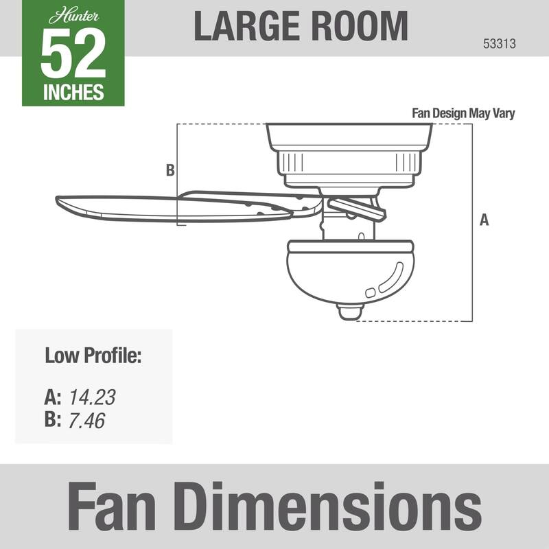 Hunter 52" Newsome Flush Mount Ceiling Fan with LED Bowl Light Kit and Pull Chain