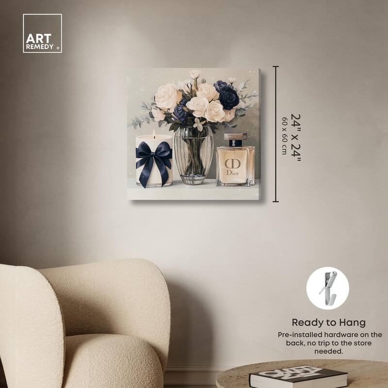 Ivory Perfume Flowers in Vase Canvas by Art Remedy, Gallery Wrapped