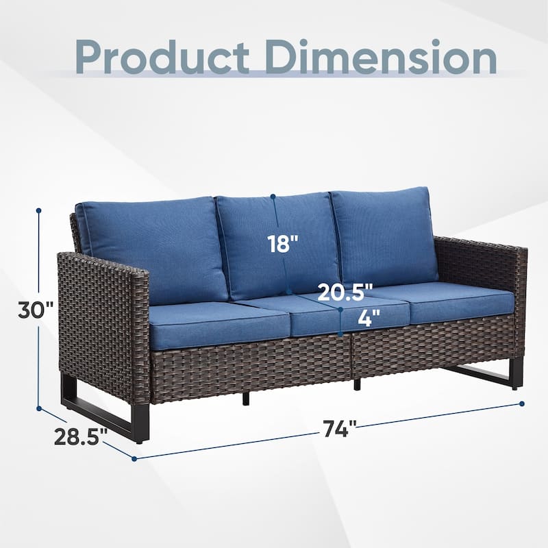 Outdoor Sofa with Swivel Chair Ottomans and Fire Pit Table