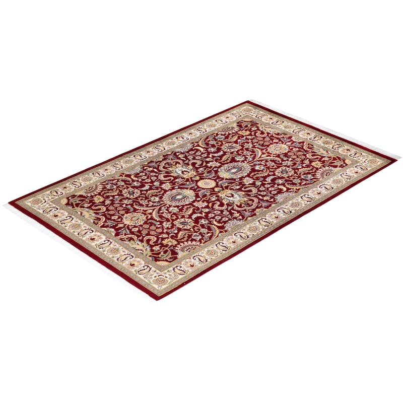 Overton Hand Knotted Wool Traditional Oriental Red Area Rug - 4' x 6'
