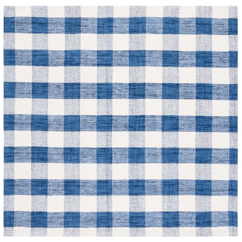 SAFAVIEH Handmade Marbella Varhudi Wool Rug - 6' Square - Navy/Ivory