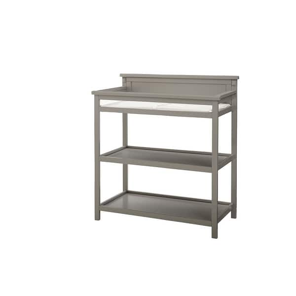 slide 2 of 2, Emery 38" Wide Modern Style Wood Changer with Shelves/Pad, Gray