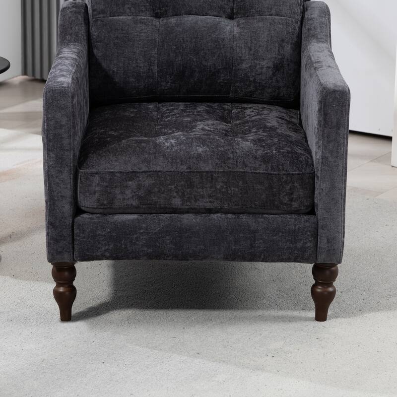 Accent Comfy Chenille Chair w/USB charging port,High-support Sponge,Wide Backrest, Upholstered Arm Chair w/Side Storage