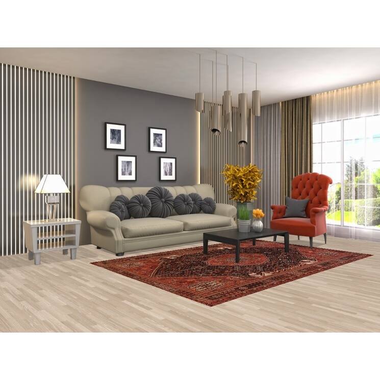 Black Tribal Shiraz Persian Vintage Area Rug Handmade Wool Carpet - 5'4"x 8'0"