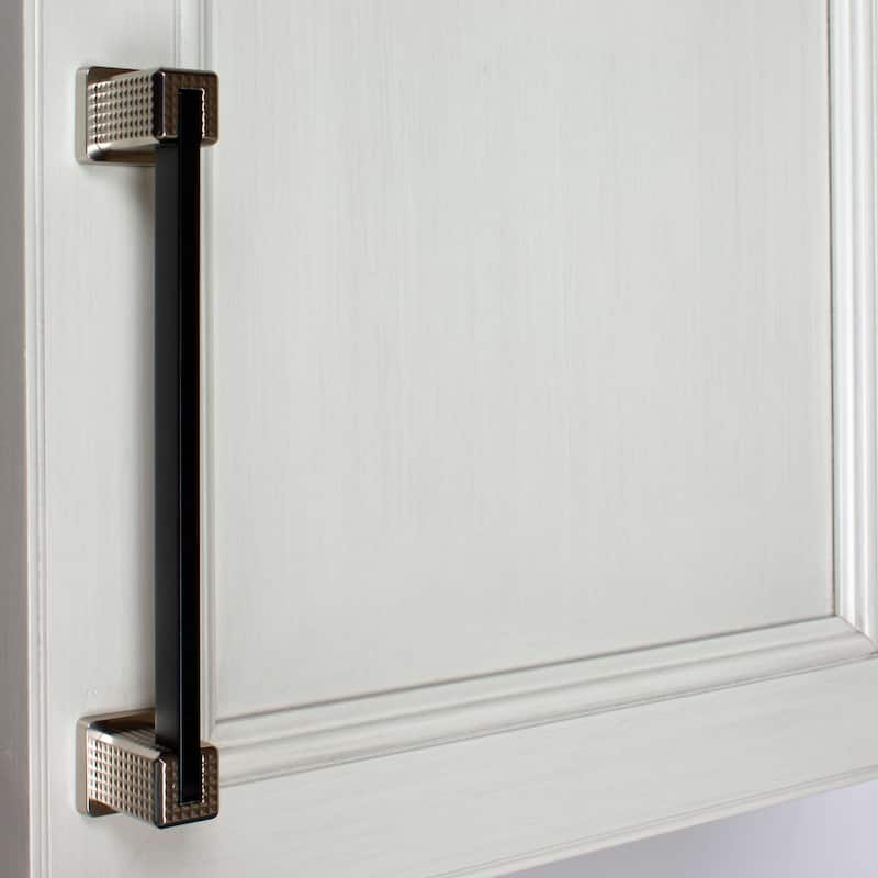 6-5/16 in. CC Modern Flat Embossed Matte Black Cabinet Pulls (5-Pack)