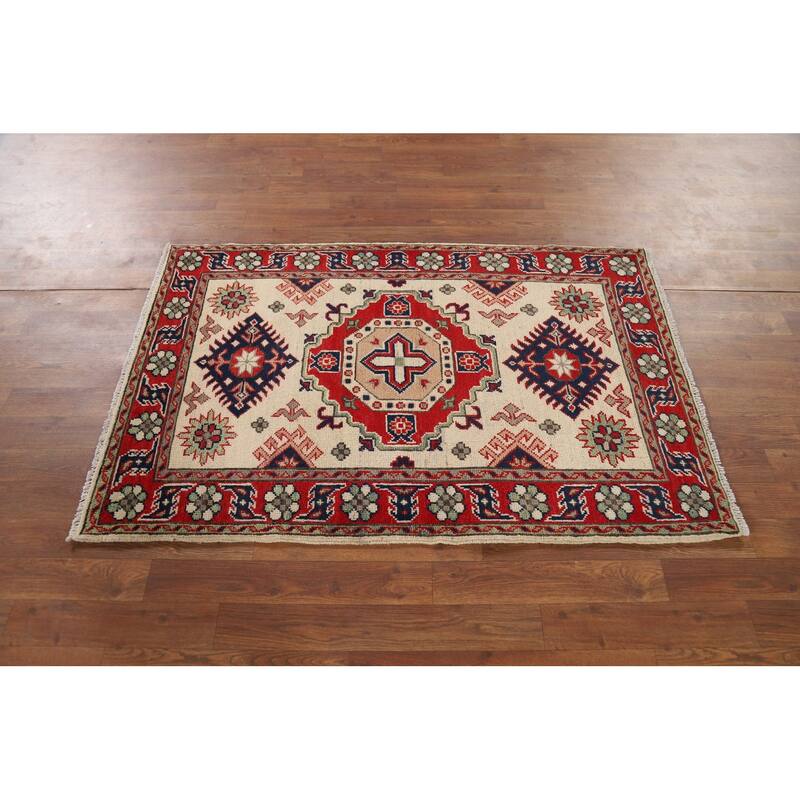Kazak Oriental Foyer Rug Hand-Knotted Wool Carpet - 2'10" x 4'5"