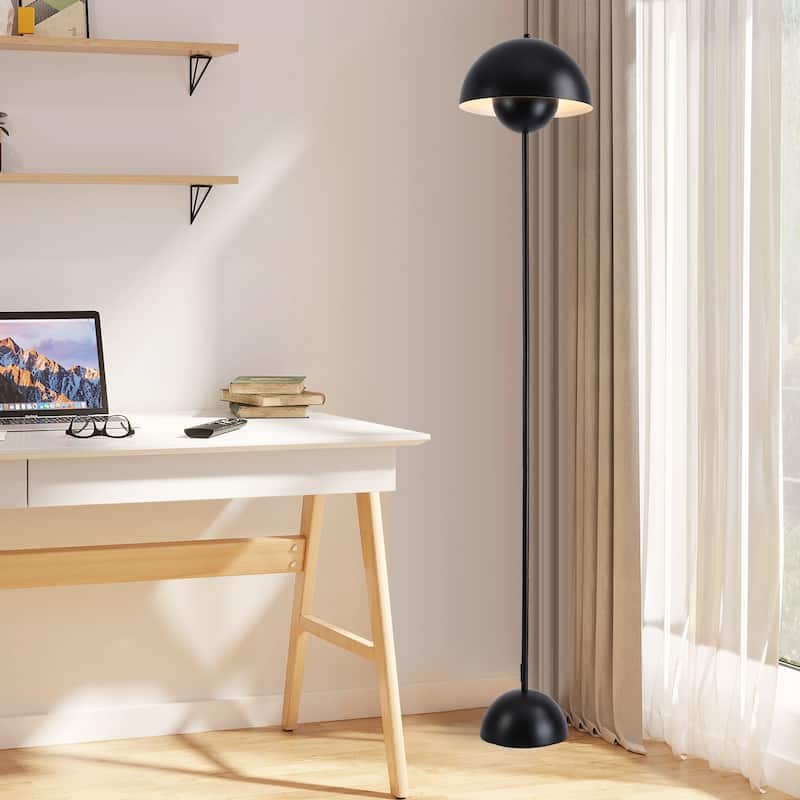Industrial Metal Shade White/Black/Gold Floor Lamp with Foot Switch Modern Tall Standing Lamp for Living Room