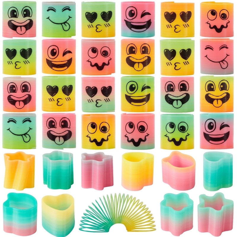 30Pcs Spring Rainbow Mini Plastic Coil Spring Bulk Toy - Multicolor