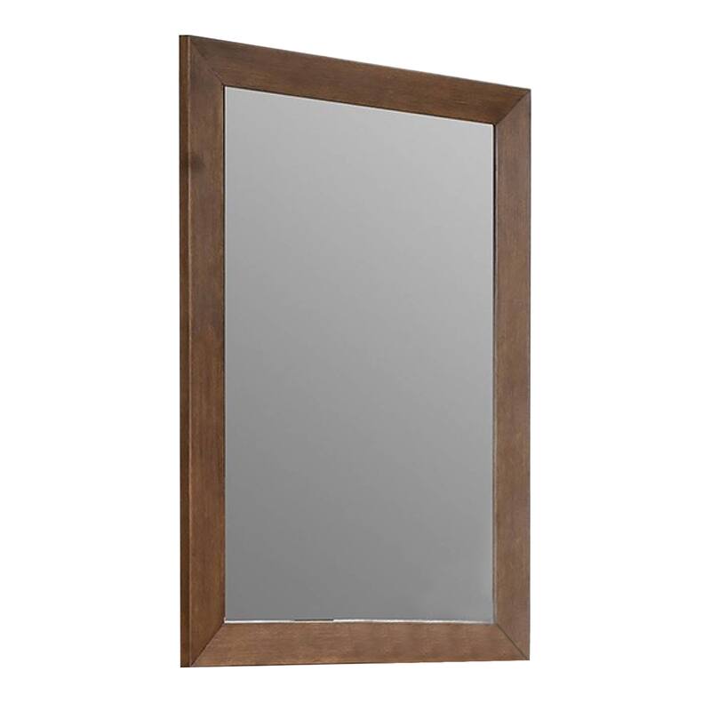 Roma Dresser Mirror, 39 Inch Rectangular Frame, Walnut Brown Solid Wood - Walnut Brown